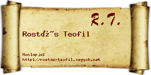 Rostás Teofil névjegykártya